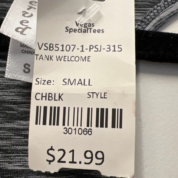 NWT Reserved Women’s Las Vegas‎ Pullover Racerback Tank Top Size S Gray Black - Picture 4 of 5